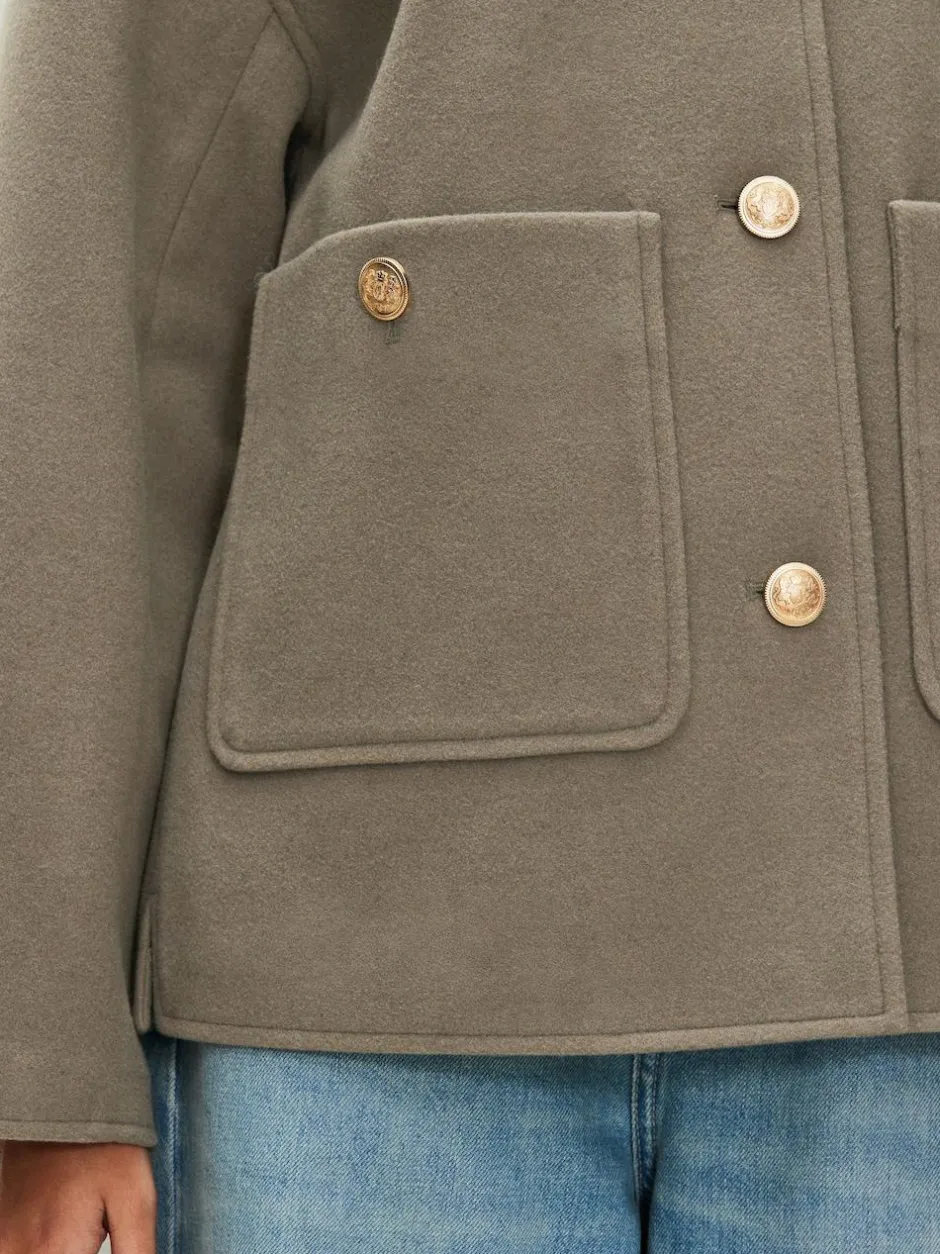 Next Brushed Collared Jacket Neutral Hot