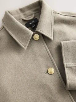 Next Brushed Collared Jacket Neutral Hot