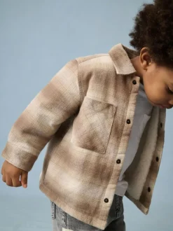 Next Borg Lined Check Shacket (3mths-7yrs) Neutral Check Sale