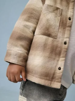 Next Borg Lined Check Shacket (3mths-7yrs) Neutral Check Sale