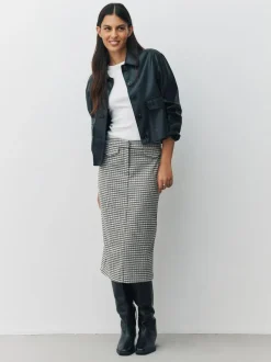Next Ponte Pencil Skirt Neutral Check Discount