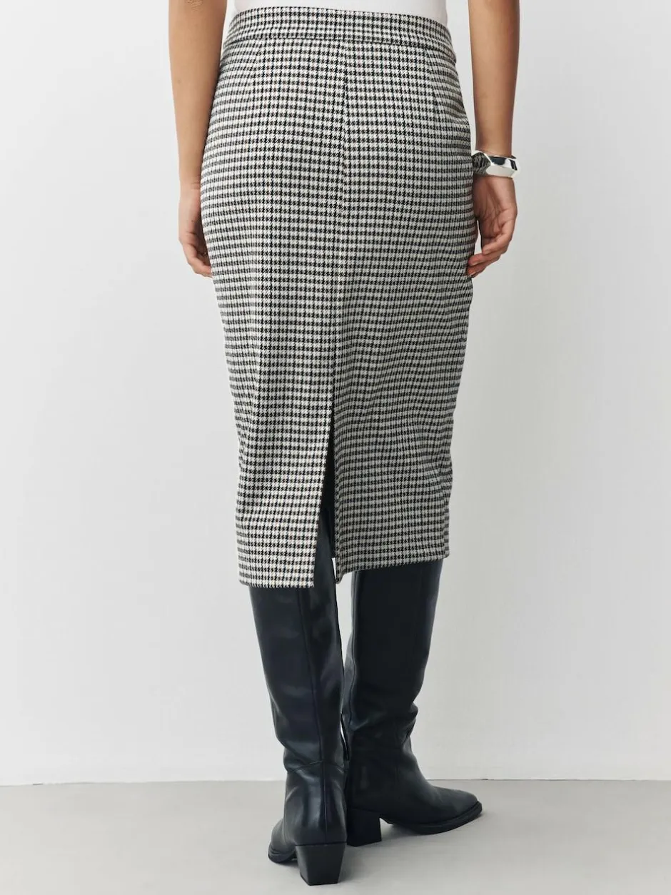 Next Ponte Pencil Skirt Neutral Check Discount