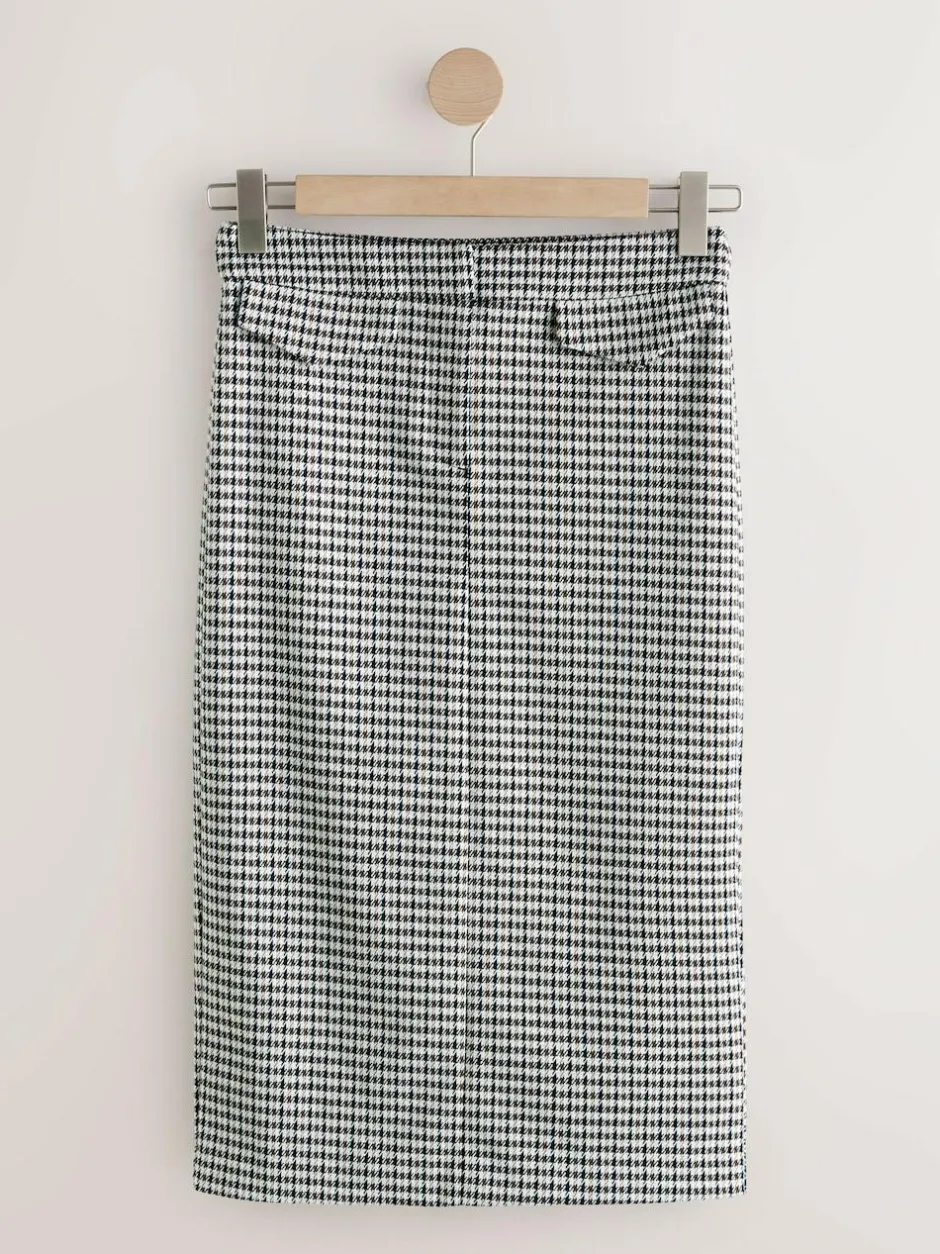 Next Ponte Pencil Skirt Neutral Check Discount