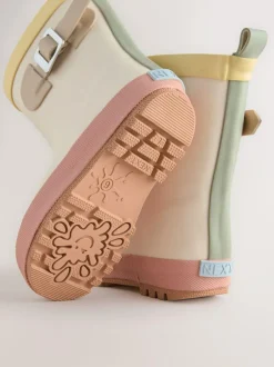 Next Buckle Wellies Neutral Colourblock New