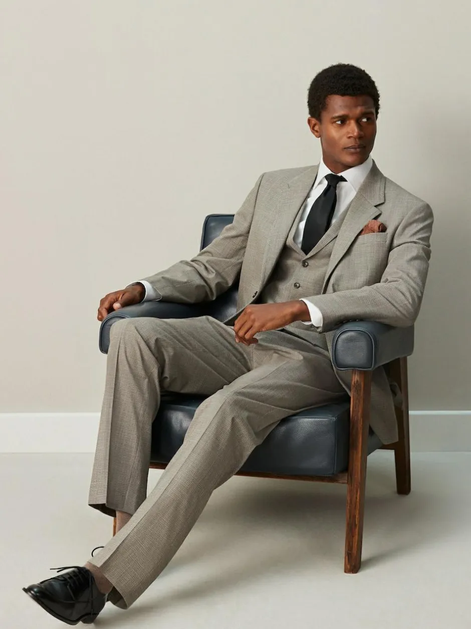 Next Contrast Fabric Detail Suit Waistcoat Neutral Clearance