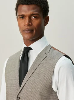 Next Contrast Fabric Detail Suit Waistcoat Neutral Clearance