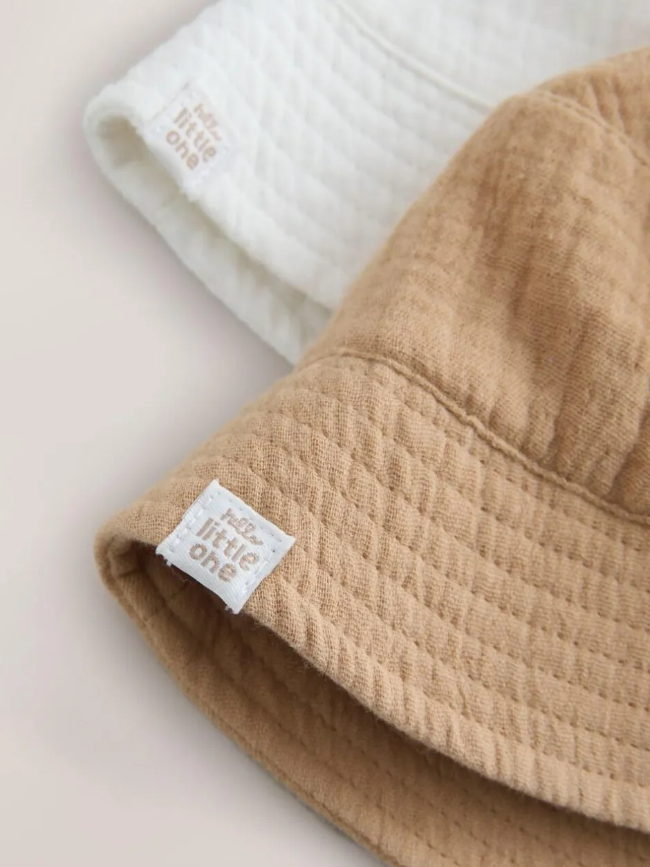 Next Crinkle Baby Bucket Hats 2 Pack Neutral Sale