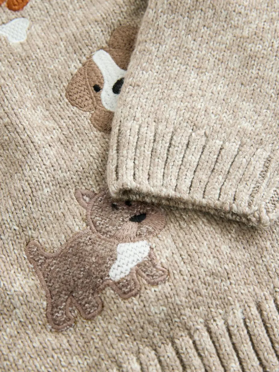Next Neutral Dogs Knitted Crew Neck Jumper (3mths-7yrs) Outlet