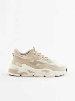 Next Elastic Lace Trainers Neutral New
