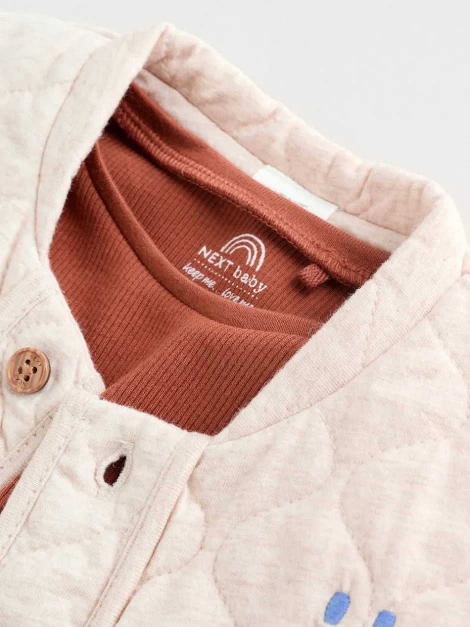 Next Baby Gilet Top and Leggings Set (0mths-2yrs) Neutral Faces Outlet