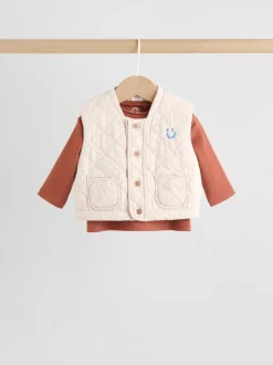 Next Baby Gilet Top and Leggings Set (0mths-2yrs) Neutral Faces Outlet