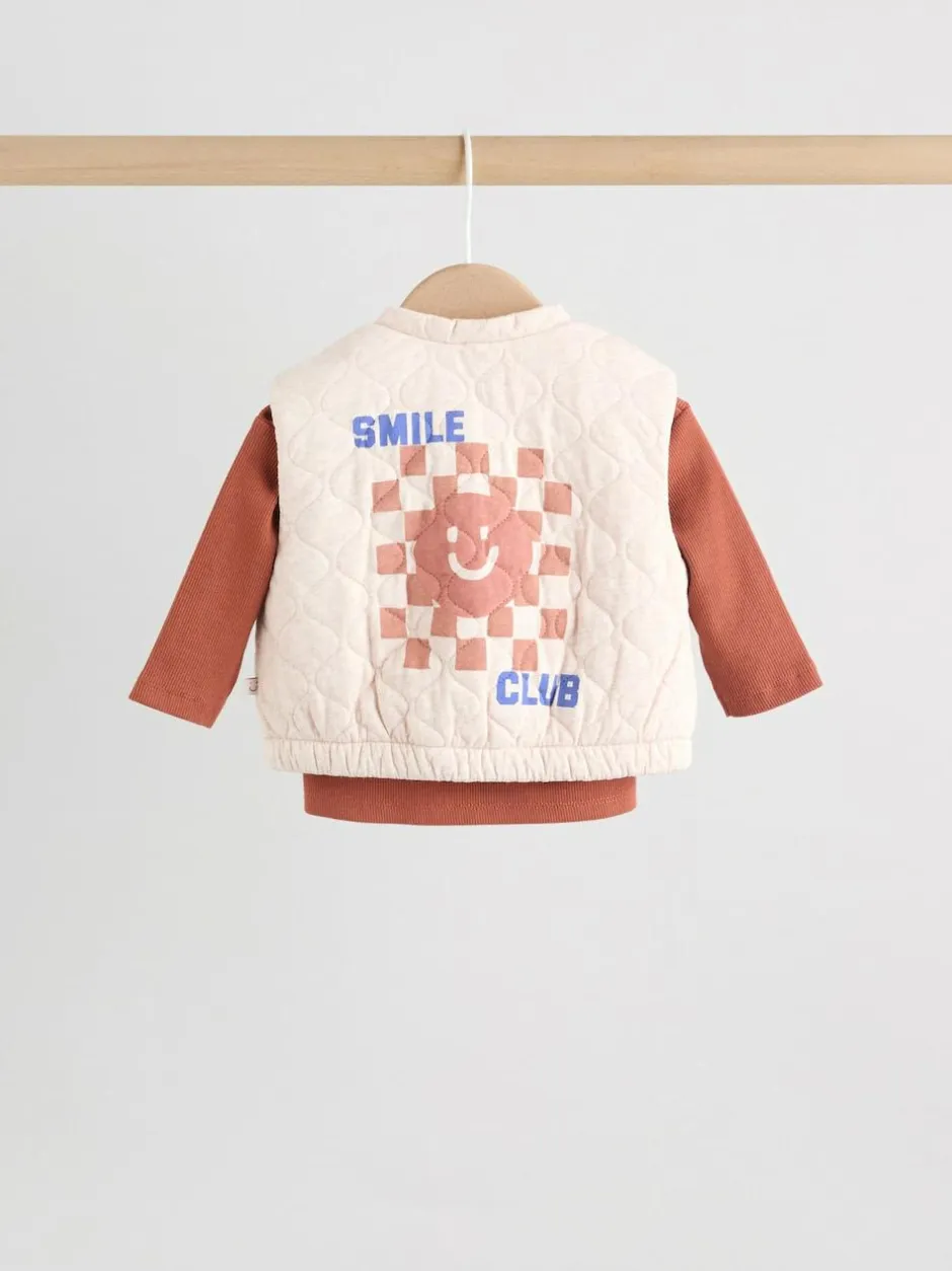 Next Baby Gilet Top and Leggings Set (0mths-2yrs) Neutral Faces Outlet