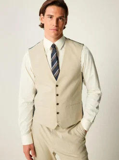 Next Flannel Suit Waistcoat Neutral Sale