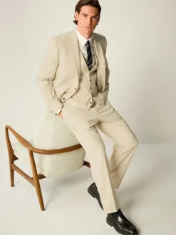 Next Flannel Suit Waistcoat Neutral Sale