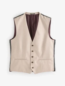 Next Flannel Suit Waistcoat Neutral Sale