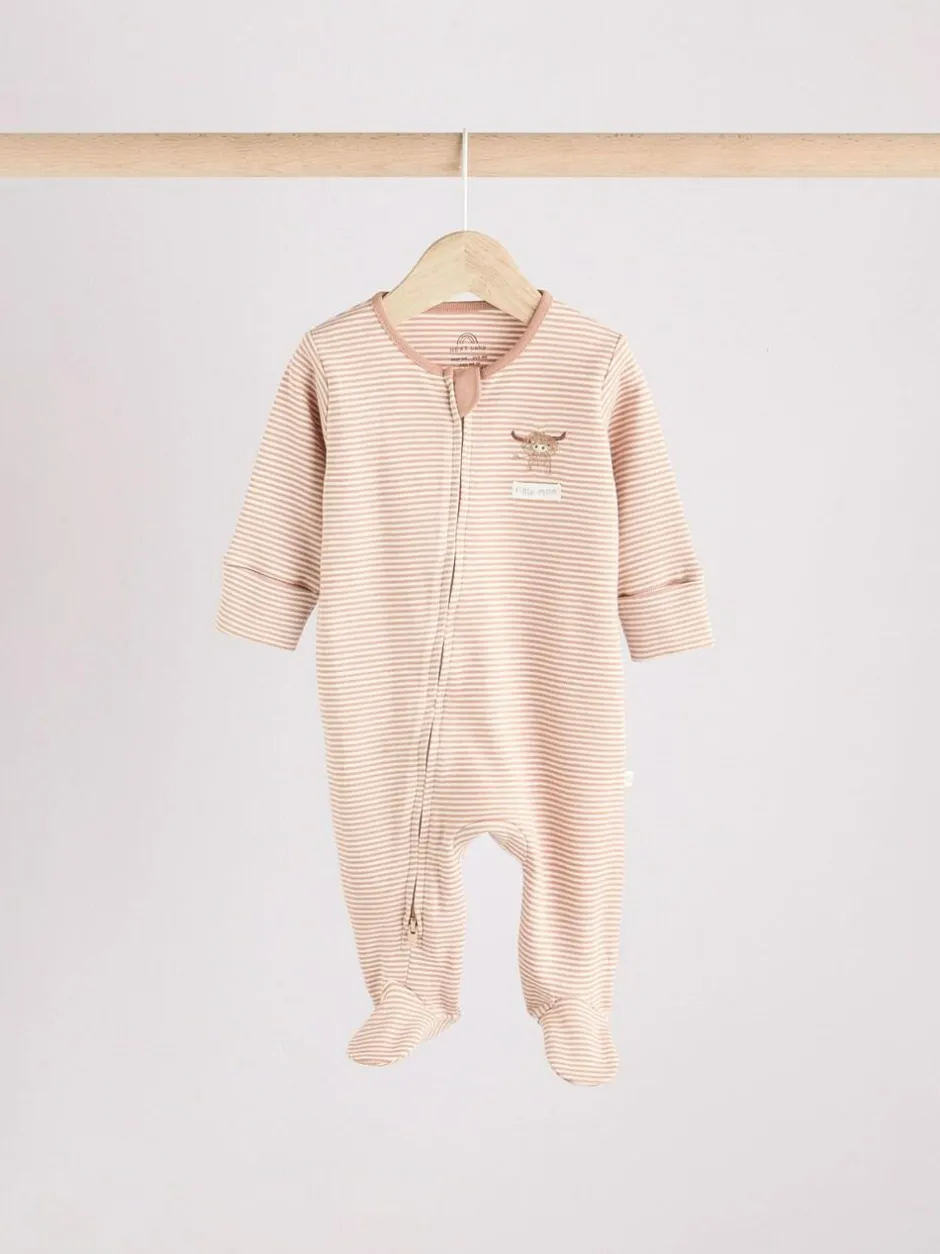 Next Neutral Hamish Baby 100% Cotton Sleepsuits 3 Pack (0mths-2yrs) Online