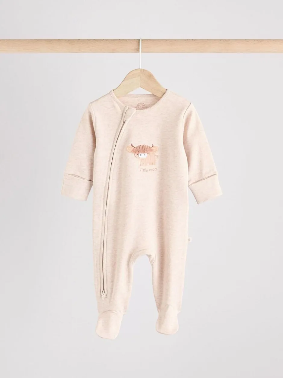 Next Neutral Hamish Baby 100% Cotton Sleepsuits 3 Pack (0mths-2yrs) Online