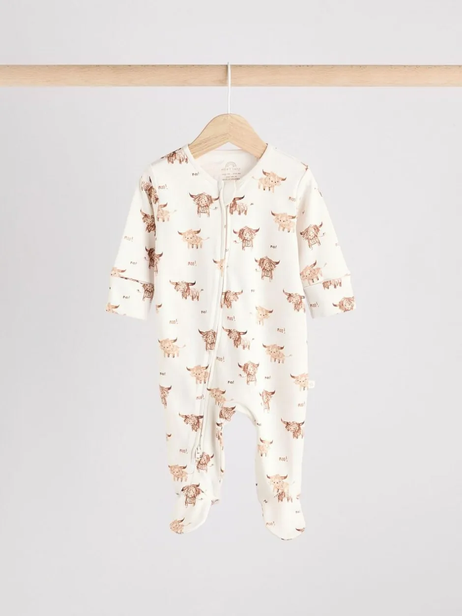 Next Neutral Hamish Baby 100% Cotton Sleepsuits 3 Pack (0mths-2yrs) Online