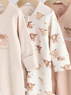 Next Neutral Hamish Baby 100% Cotton Sleepsuits 3 Pack (0mths-2yrs) Online