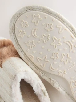 Next Neutral Hamish Linen Mule Slippers Discount