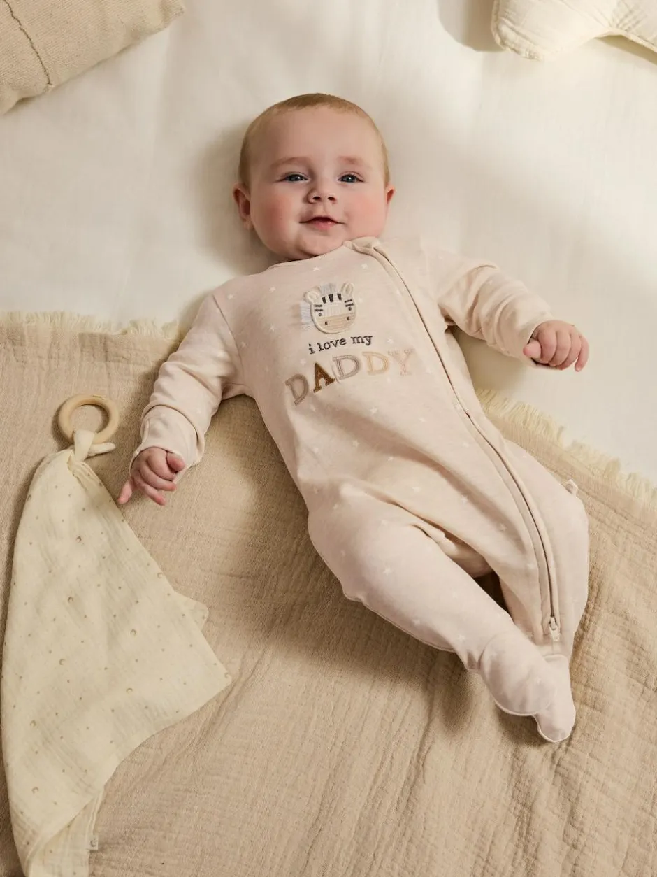 Next Two Way Zip Baby Sleepsuit (0-18mths) Neutral I Love My Daddy Sale