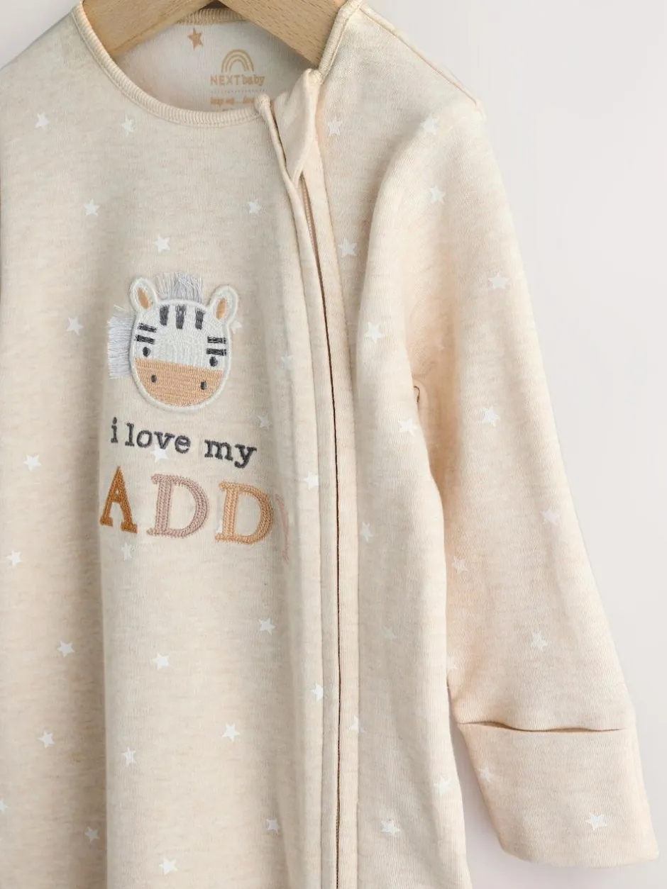Next Two Way Zip Baby Sleepsuit (0-18mths) Neutral I Love My Daddy Sale