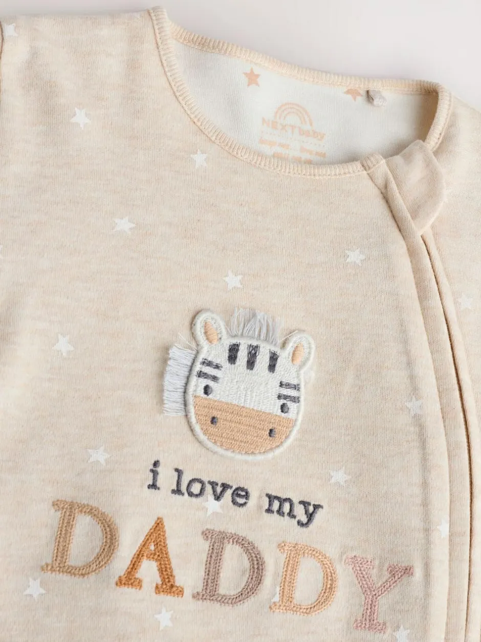 Next Two Way Zip Baby Sleepsuit (0-18mths) Neutral I Love My Daddy Sale