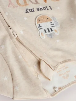 Next Two Way Zip Baby Sleepsuit (0-18mths) Neutral I Love My Daddy Sale