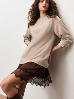 Next 2-In-1 Soft Touch Jumper Lace Skirt Neutral Discount