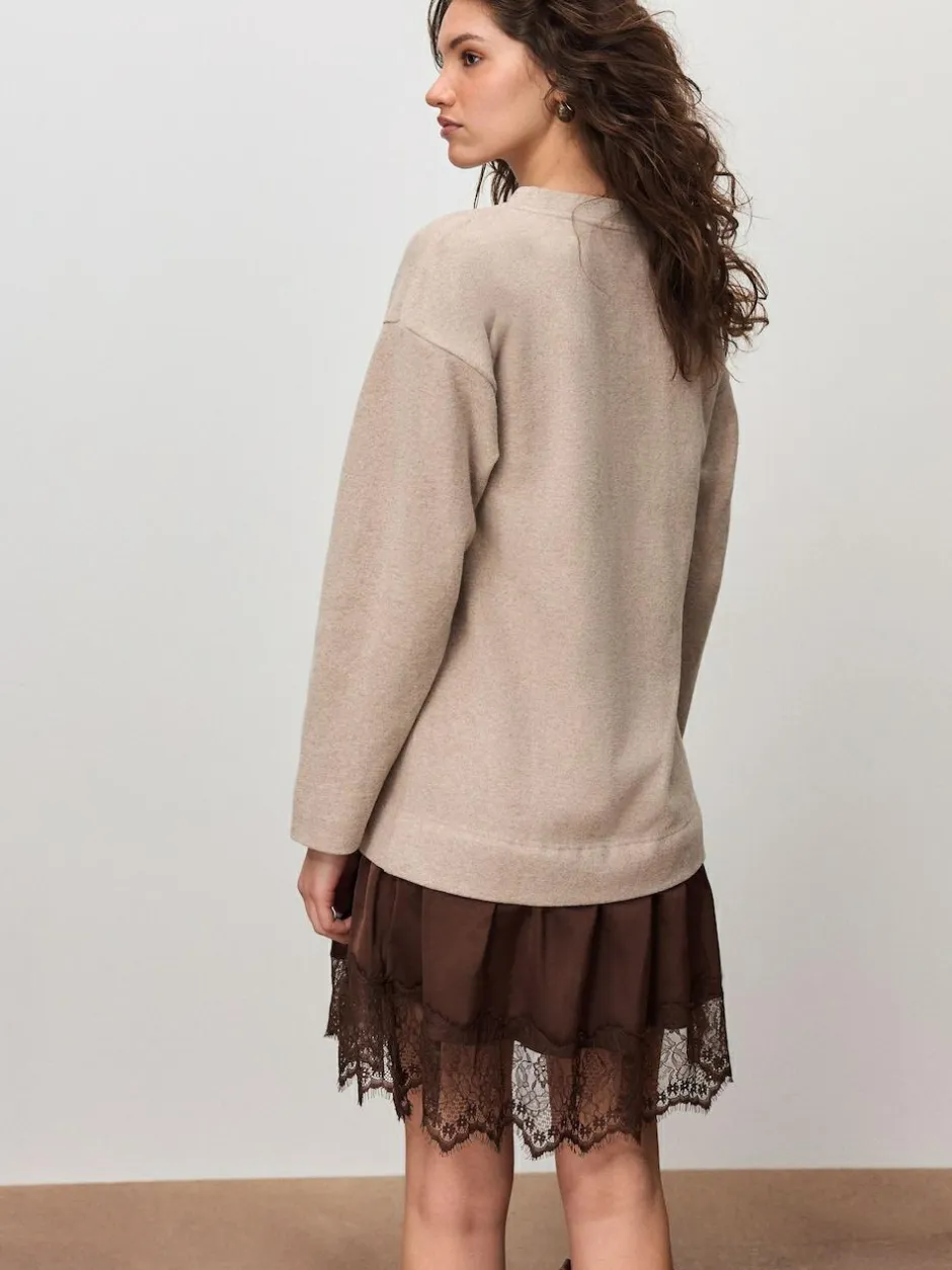 Next 2-In-1 Soft Touch Jumper Lace Skirt Neutral Discount