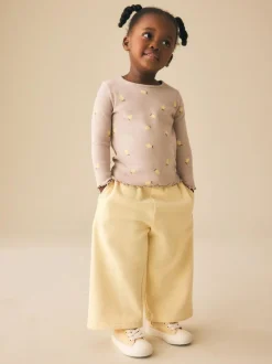 Next Neutral Lemon Print Rib Long Sleeve T-Shirt (3mths-7yrs) Sale