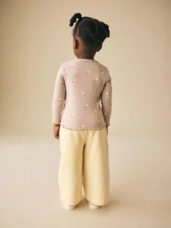 Next Neutral Lemon Print Rib Long Sleeve T-Shirt (3mths-7yrs) Sale