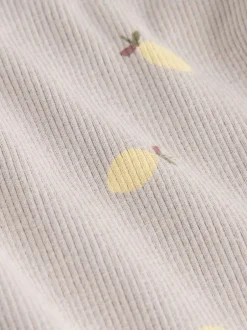 Next Neutral Lemon Print Rib Long Sleeve T-Shirt (3mths-7yrs) Sale