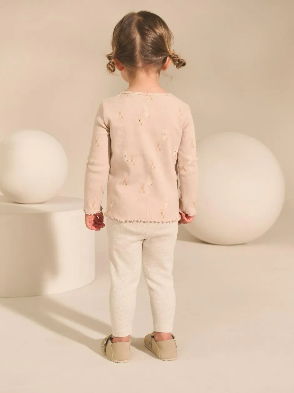 Next Neutral Long Sleeve Rib Tops 5 Pack (3mths-7yrs) Online