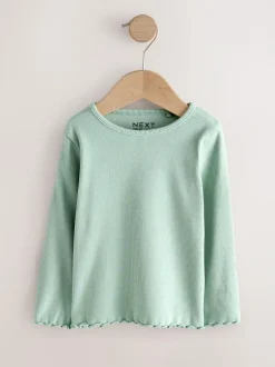 Next Neutral Long Sleeve Rib Tops 5 Pack (3mths-7yrs) Online