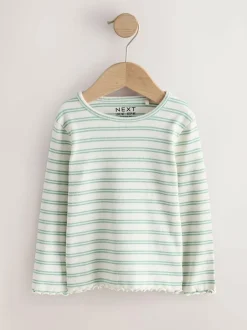 Next Neutral Long Sleeve Rib Tops 5 Pack (3mths-7yrs) Online