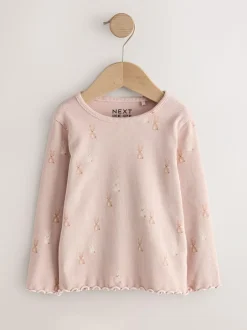 Next Neutral Long Sleeve Rib Tops 5 Pack (3mths-7yrs) Online