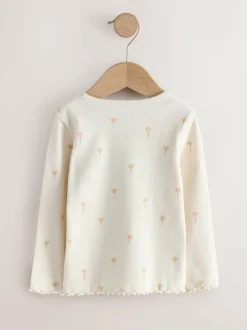 Next Neutral Long Sleeve Rib Tops 5 Pack (3mths-7yrs) Online