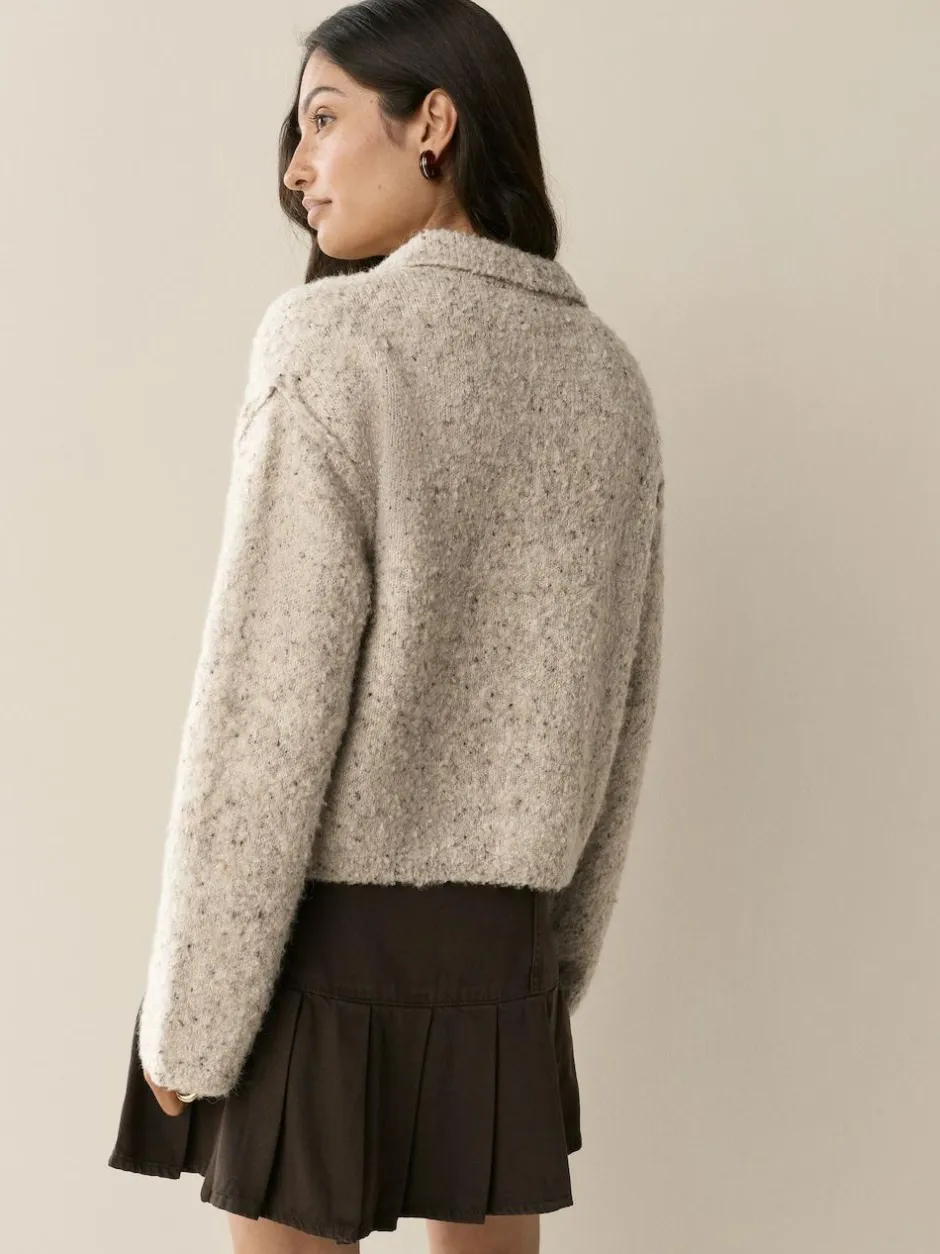 Next Boucle Long Sleeve Polo Jumper Neutral Neppy Online