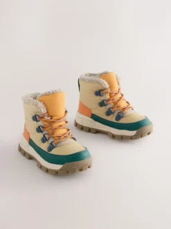 Next Neutral Quilted Lace-Up Hiker Boots Discount