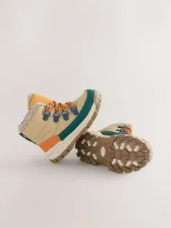 Next Neutral Quilted Lace-Up Hiker Boots Discount