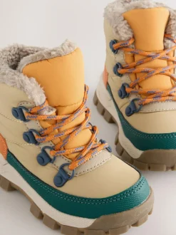 Next Neutral Quilted Lace-Up Hiker Boots Discount