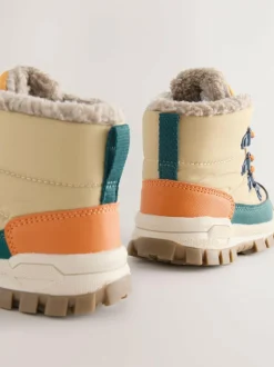 Next Neutral Quilted Lace-Up Hiker Boots Discount