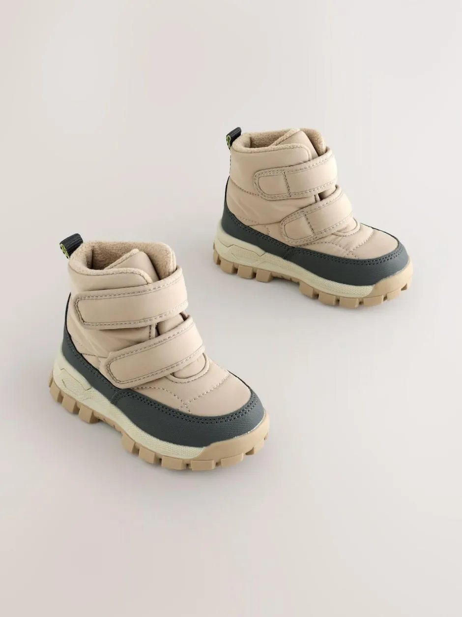 Next Quilted Touch Fastening Boots Neutral