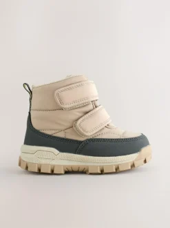Next Quilted Touch Fastening Boots Neutral