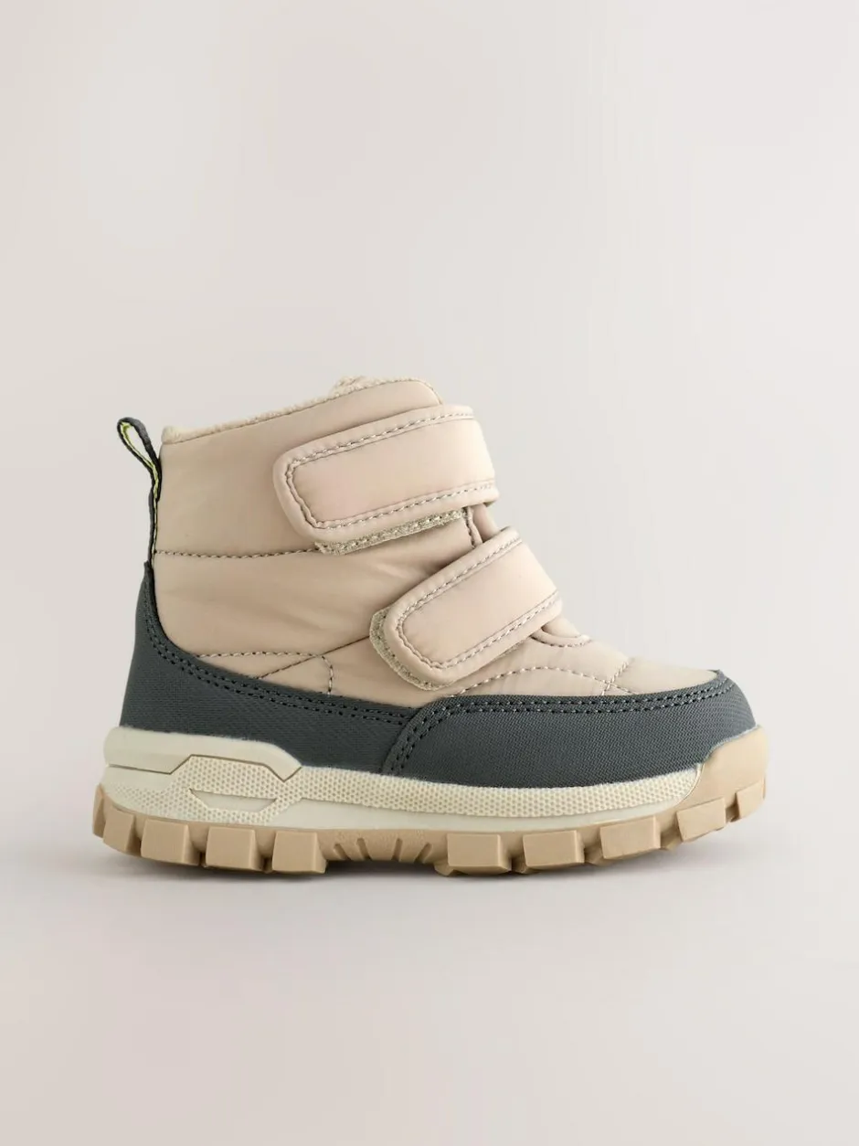Next Quilted Touch Fastening Boots Neutral