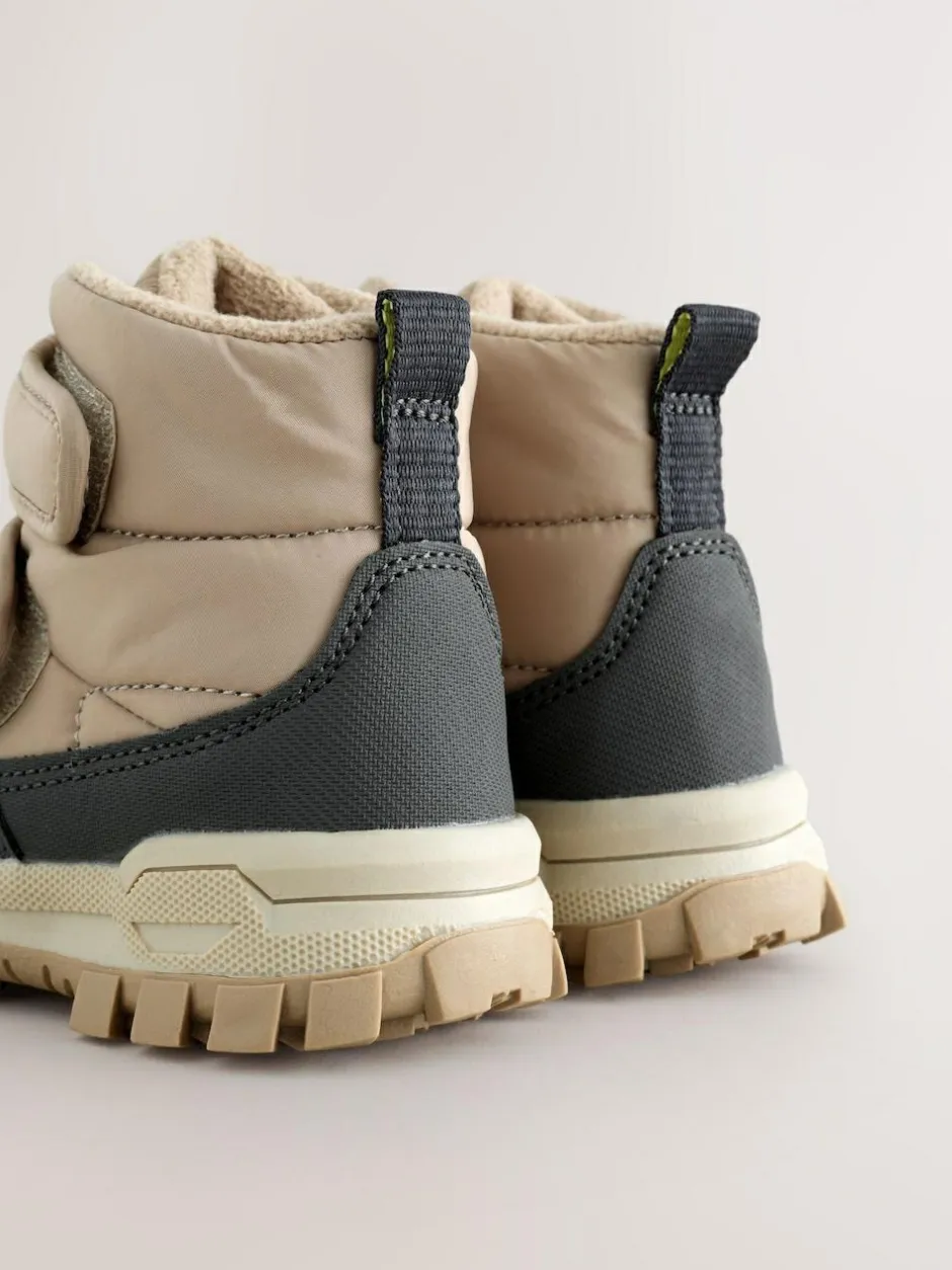 Next Quilted Touch Fastening Boots Neutral