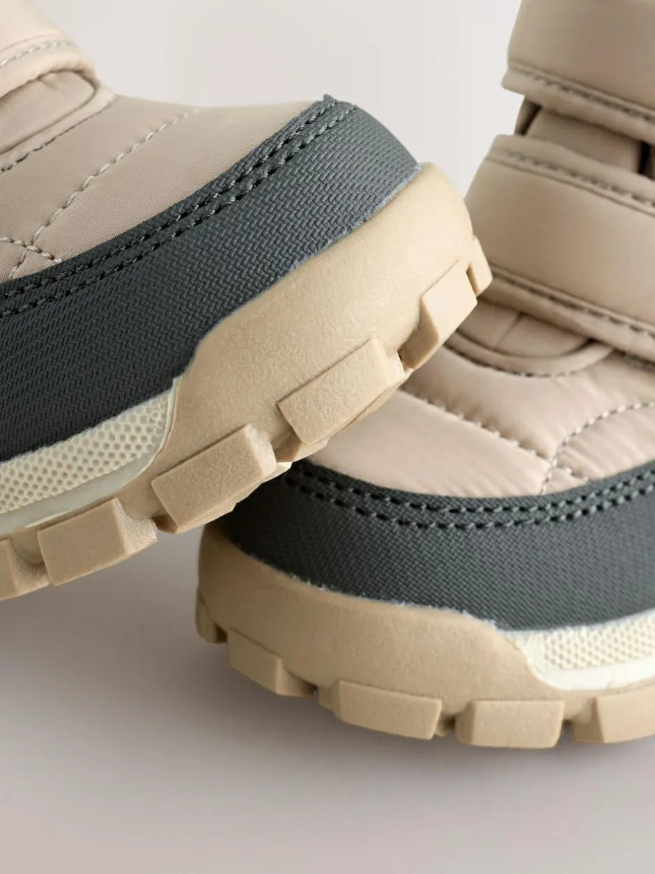 Next Quilted Touch Fastening Boots Neutral
