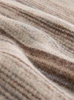 Next Neutral Regular Fit Stripe Crew Neck Jumper with Wool Sale