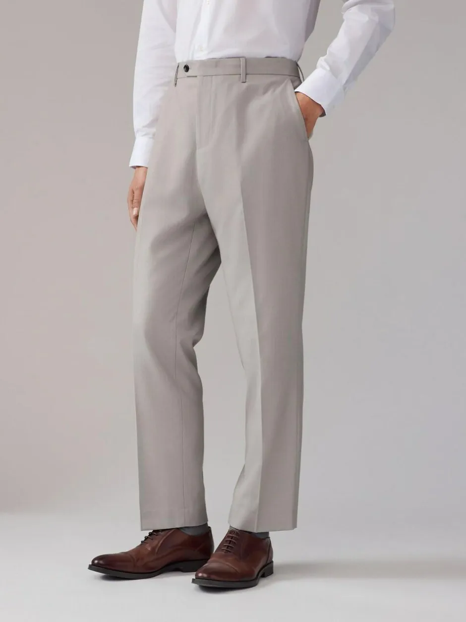 Next Neutral Regular Fit Textured Suit Trousers Outlet